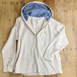 LL Bean NEW Cotton Linen Tunic Women's Textured Linen/Cotton Anorak, Stripe
